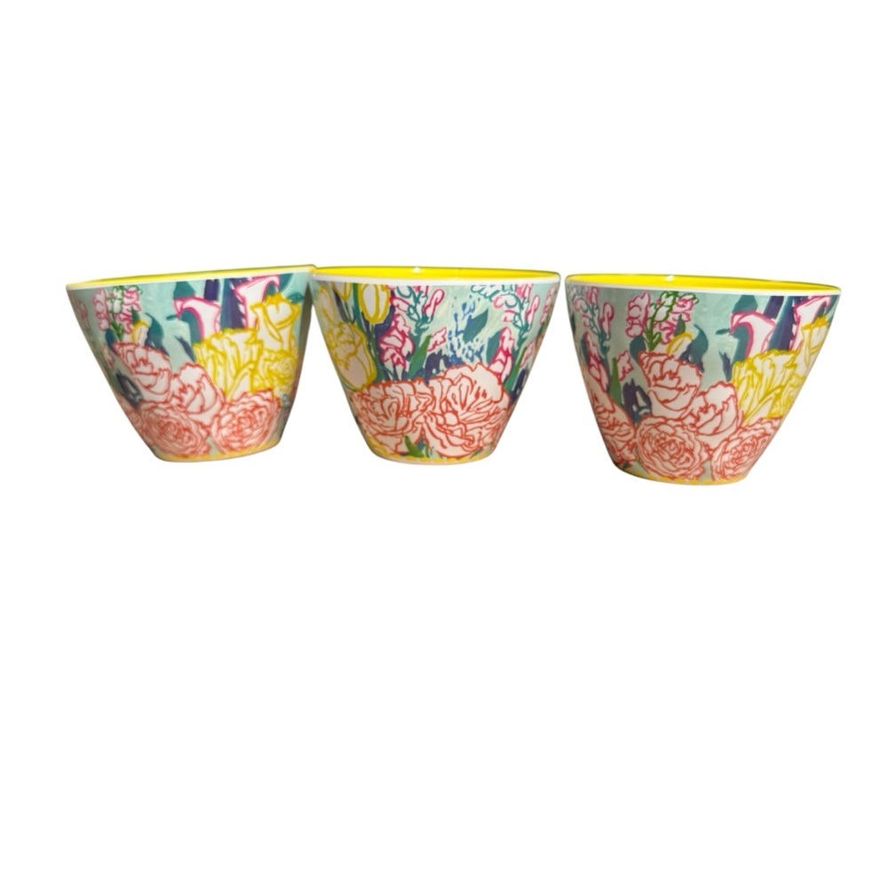 Anthropologie x Lulie Wallace Floral Melamine Bowl Set of 3 Garden Cottagecore